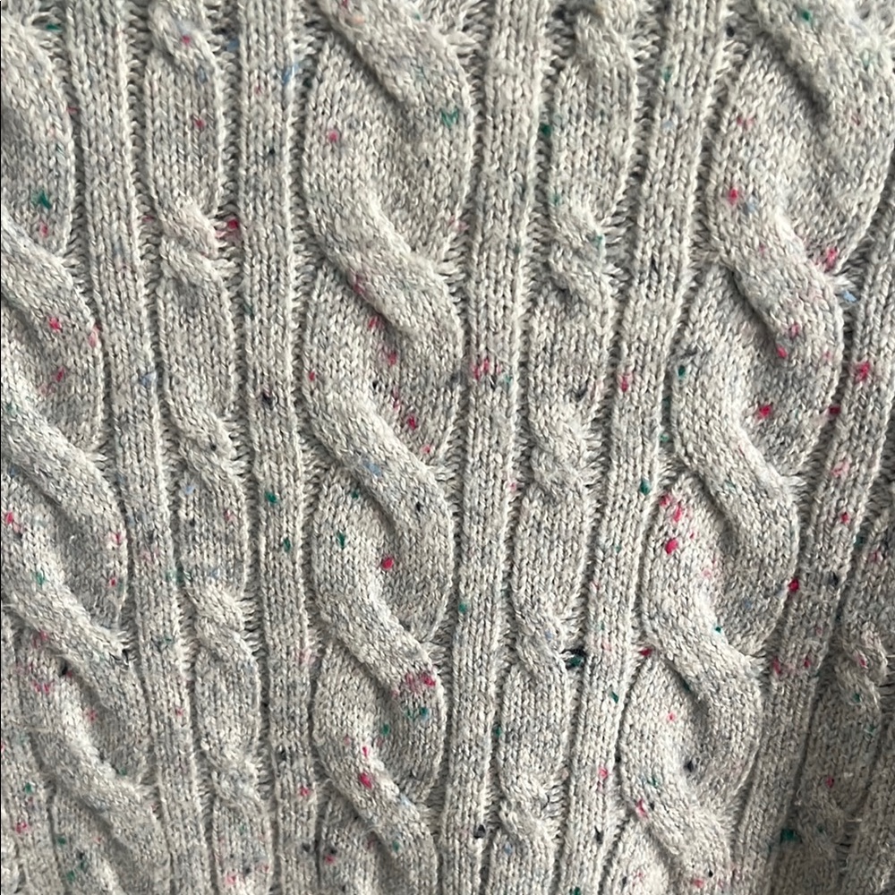 Talbots Gray Classic Cable Knit Crew Neck Sweater - Picture 3 of 7